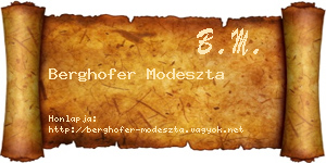 Berghofer Modeszta névjegykártya